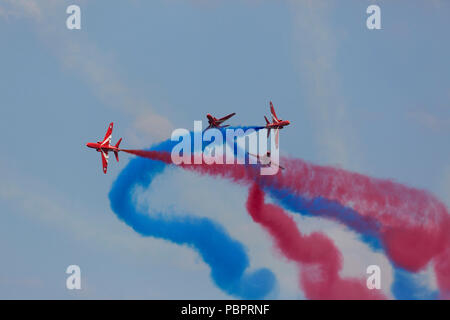 Sunderland, Großbritannien, 29. Juli 2018. Die roten Pfeile im Sunderland 2018 International Airshow in Sunderland, England. Die roten Pfeile ist kunstflugstaffel der Royal Air Force display Team. Credit: Stuart Forster/Alamy leben Nachrichten Stockfoto