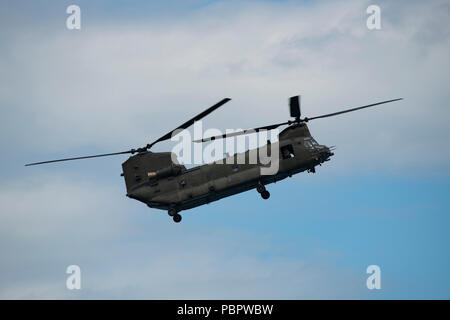 Sunderland, Großbritannien, 29. Juli 2018. RAF Chinook Helikopter im Sunderland Airshow. 28. Juli 2018 Credit: Peter Reed/Alamy leben Nachrichten Stockfoto