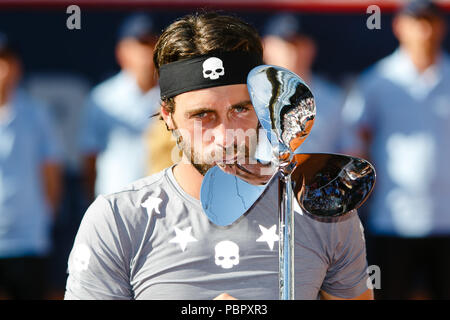 Hamburg, Deutschland, 29. Juli 2018: nikoloz Basilashvili von Georgia gewann seinen ersten ATP Tour Titel, wenn er Leonardo Mayer im Finale bei den German Open am Hamburger Rothenbaum. Credit: Frank Molter/Alamy leben Nachrichten Stockfoto