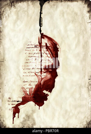 Mary Shelley's Frankenstein Monster Gothic horror Tuschezeichnung Plakatkunst Stockfoto
