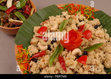 Pflanzliche uppumavu oder upma, ist ein Frühstück dish Common in Südindien, aus Rava oder Sooji. Stockfoto