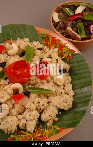 Pflanzliche uppumavu oder upma, ist ein Frühstück dish Common in Südindien, aus Rava oder Sooji. Stockfoto