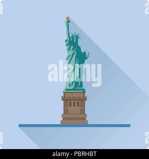 Flache Bauweise lange Schatten Vector Illustration der Freiheitsstatue in New York City, Vereinigte Staaten von Amerika Stock Vektor