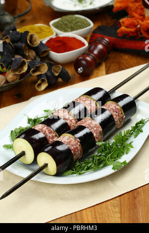 Türkische roh Aubergine kebab Stockfoto