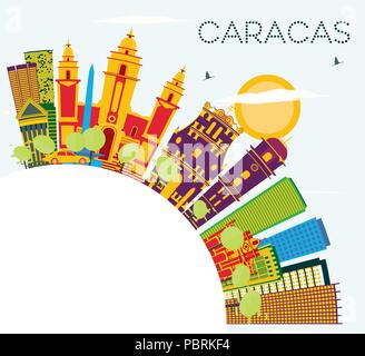 Caracas Venezuela Skyline mit Farbe Gebäude, blauer Himmel und Kopieren. Vector Illustration. Business Travel und Tourismus Konzept Stock Vektor