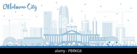 Gliederung Oklahoma City Skyline mit blauen Gebäude. Vector Illustration. Business Travel und Tourismus Konzept mit moderner Architektur. Stock Vektor