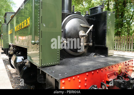 Aberffrwd, Wales, UK. 26. Juli 2018 Dampflok (Prairie Klasse Rhino Tank) am Bahnhof an Aberffrwd. Stockfoto