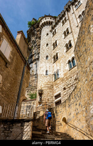 Palast der Bischöfe von Tüll, Wallfahrtsort Rocamadour, Departement Lot, Royal, Frankreich, Europa Stockfoto