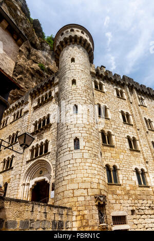 Palast der Bischöfe von Tüll, Wallfahrtsort Rocamadour, Departement Lot, Royal, Frankreich, Europa Stockfoto