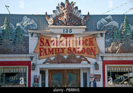 Jackson Hole, Wyoming, USA ist nicht nur eine Stadt mit dem Geschmack der 'Old West', aber eine Stadt, die zu seiner "Touristen ausgerichtet ist. Wenn sie nicht für die gepflasterte Stockfoto