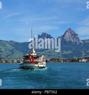 Szene Sommer am See Luzern, Schweiz. Stockfoto