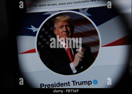 Offizieller Präsident Donald Trump twitter Seite. Die Twitter @POTUS Stockfoto