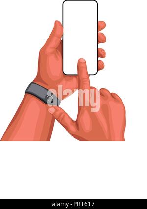 Hände und Smartphone Stock Vektor