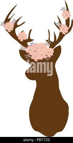 Vector Illustration einer floralen Rotwild Silhouette. abstrakt Floral Design. Stock Vektor