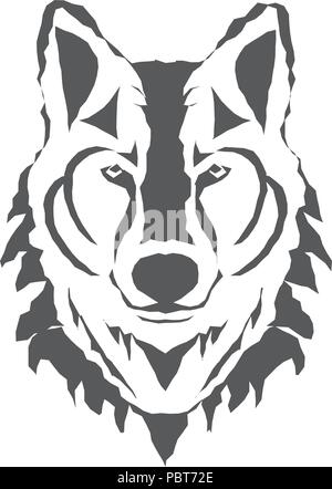 Vector Illustration eines Wolfskopf Silhouette Stock Vektor