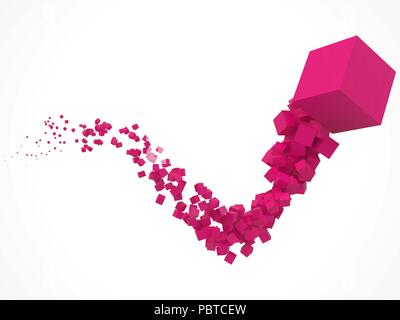 Anschlag des rosa Würfel bewegen auf Luft. 3D-Stil, Vektor, Abbildung Stock Vektor