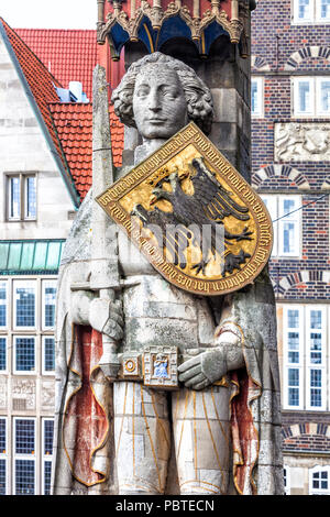 Der Bremer Roland auf dem Marktplatz Stockfoto