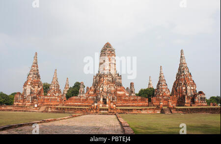 Wat Chai Wattanaram Pagoden, Alte buddhistische Tempel in Ayutthaya Historical Park, Thailand Stockfoto