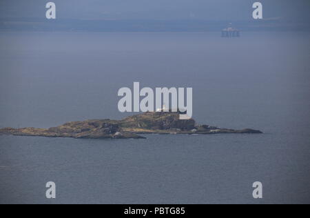 Ansicht von fidra Leuchtturm auf der Insel Fidra in Erhabene Schottland Juli 2018 Stockfoto