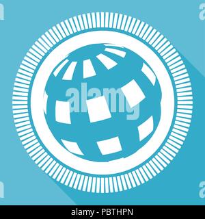Erde editierbare Flachbild Vektorsymbol, quadratische Schaltfläche "Web", blau Computer und Smartphone Anwendung anmelden Eps 10. Stock Vektor