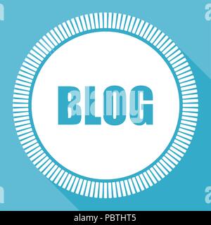 Blog editierbare Flachbild Vektorsymbol, quadratische Schaltfläche "Web", blau Computer und Smartphone Anwendung anmelden Eps 10. Stock Vektor