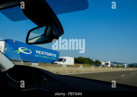 Fahren auf f Autobahn A7, Frankreich Stockfoto