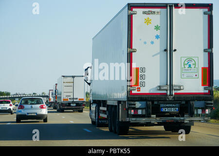 Fahren auf f Autobahn A7, Frankreich Stockfoto