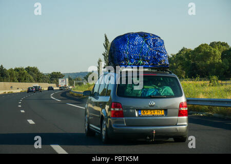 Fahren auf f Autobahn A7, Frankreich Stockfoto