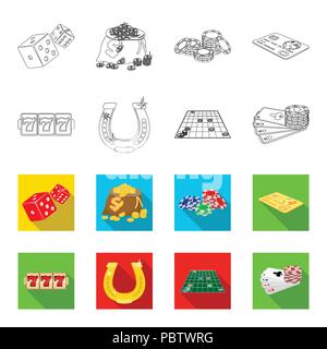 Aufregung, Erholung, Hobby und anderes Symbol in Grenzen, flet Stil., Casino, Unterhaltung, Institution Symbole in Sammlung Stock Vektor