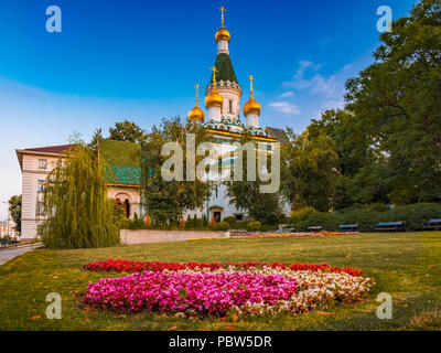 Er russische St. Nikolaus Kirche im Zentrum der Stadt Sofia, Hauptstadt von Bulgarien Stockfoto