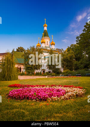 Er russische St. Nikolaus Kirche im Zentrum der Stadt Sofia, Hauptstadt von Bulgarien Stockfoto