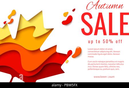 Vektor Herbst Sale Vorlage Banner mit maple leaf Stock Vektor