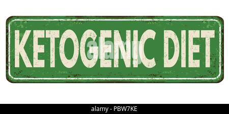 Ketogenic Diät vintage rostiges Metall Zeichen auf weißem Hintergrund, Vector Illustration Stock Vektor