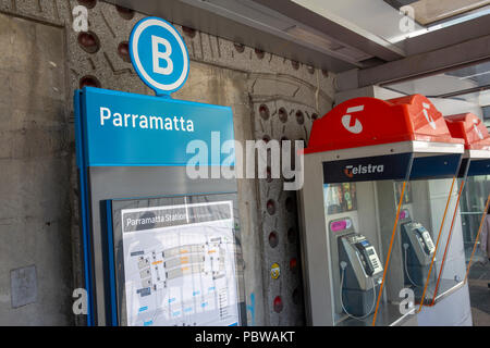 Haltestellenschild in Parramatta, Sydney, Australien Stockfoto