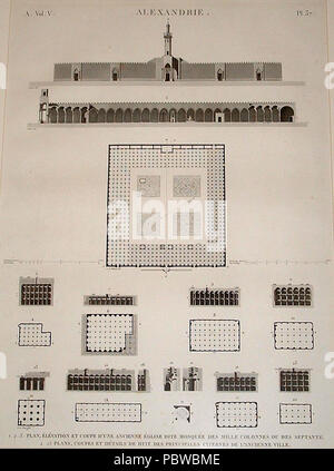 160 Description de l'Egypte, Antiquites V, Platte 37, die Moschee von Tausend Spalten (Septante) und alte unterirdische Zisternen, C., 1798, in der panckoucke Ausgabe 1821-9 veröffentlicht. Stockfoto