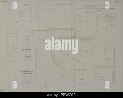 161 Details du Grand Temple-Entablement et Chapiteau des Colonnes et des Antes sous le Corporate-Delagardette Claude Mathieu - 1798 Stockfoto