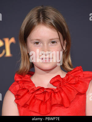 Burbank, Kalifornien, USA. 30. Juli, 2018. Bronte Carmichael kommt für die "Christopher Robin' Weltpremiere auf der Walt Disney Studios Theater. Credit: Lisa O'Connor/ZUMA Draht/Alamy leben Nachrichten Stockfoto