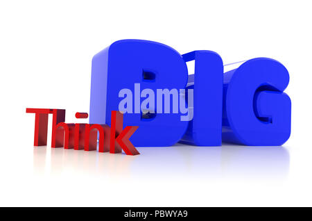 Think Big konzeptionelle Bild auf weißem, 3D-Rendering Stockfoto