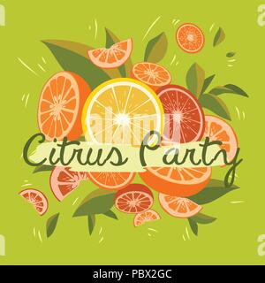 Frischen Zitrusfrüchten, die dynamische Komposition Stock Vektor