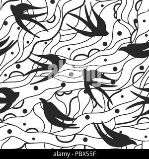 nahtlose Muster mit Schwalben Stockfoto