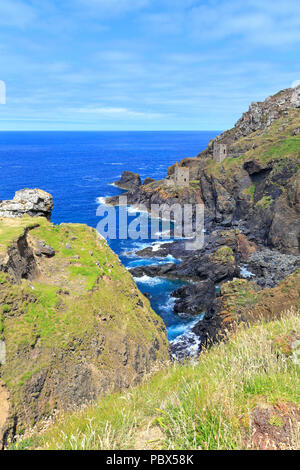 Bleibt der Kronen Motor Häuser, Botallack Mine in der Nähe von St. Just, Weltkulturerbe der UNESCO, Cornwall, England, Großbritannien. Stockfoto