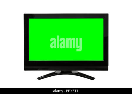 Modernes Fernsehen isoliert auf weiss mit Chroma Key grünen Bildschirm. Stockfoto