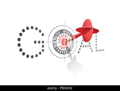 Ziel Erfolg Konzept. Rot dart schlagen Zentrum von Business Target. Vector Illustration. Stock Vektor