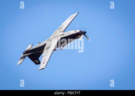 Fairford, Gloucestershire, Großbritannien - 14 Juli, 2018: Slowenisch Air Force Pilatus PC-9 angezeigte Fairford International Air Tattoo 2018 Stockfoto