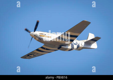 Fairford, Gloucestershire, Großbritannien - 14 Juli, 2018: Vintage P-51 Mustang anzeigen Fairford International Air Tattoo 2018 Stockfoto