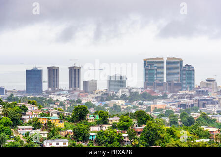 Stadt der Hafen von Spanien, Port-of-Spain, die Hauptstadt der Republik Trinidad und Tobago Stockfoto