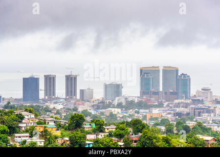 Stadt der Hafen von Spanien, Port-of-Spain, die Hauptstadt der Republik Trinidad und Tobago Stockfoto