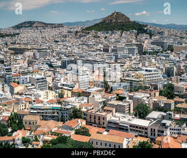 Vogelperspektive auf Athen, Griechenland. Stockfoto