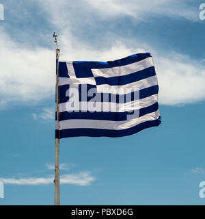 Die griechische Flagge. Athen, Griechenland. Stockfoto