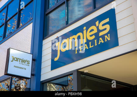 Jamie Oliver restaurant Gruppe Jamies Italienisch in Centenary Square, Parramatta, Sydney, Australien Stockfoto